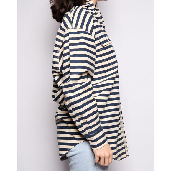 Ralph Lauren Cream Navy Striped Button Up - Picture 2 of 5